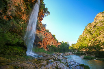 Fototapeta na wymiar waterfall in the mountains navajas , spain 