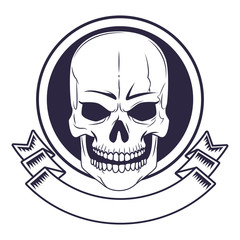 skull head drawn tattoo icon