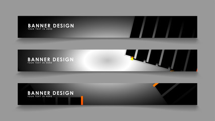 Abstract banner design with color gradient line style vectors