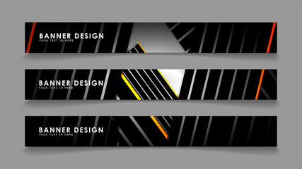 Abstract banner design with color gradient line style vectors