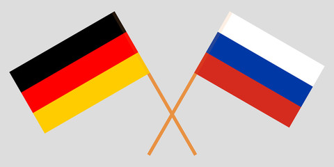 Germany and Russia. Crossed German and Russian flags