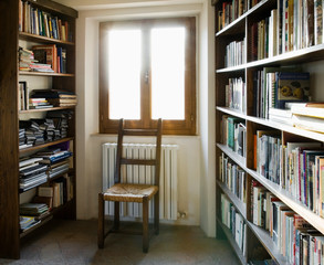 Sun shining through library window