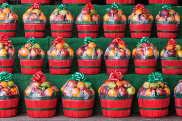 Christmas Fruit Baskets on Shelves