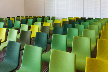 Green Chairs in a Presentation Room