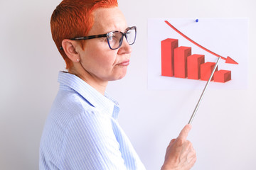 Business woman conducts business training. Business people having on presentation at office. Businessman presenting on the Board.