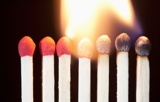 Close up of Matches Burning