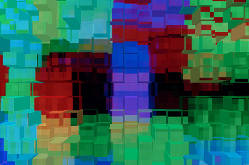 Pixel pattern of a digital glitch / Abstract background, 3D illustration pattern of a digital glitch.