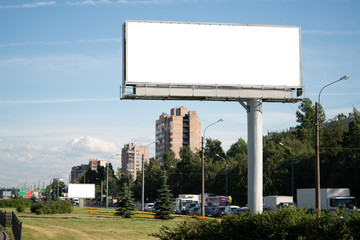 Billboard mockup large for advertisement horizontal. Summer day on a city street