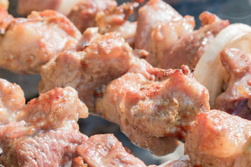 Fresh meat cooked on the fire, barbecue
