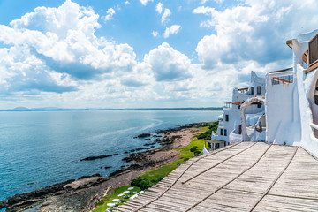View from the famous Casapueblo, the Whitewashed cement and stucco buildings near the town of Punta...