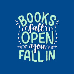 Abstract lettering about books and reading for poster design. Handwritten letters. Typography funny quote. Vector