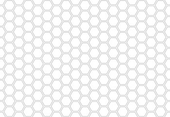 Hexagon seamless pattern. Black honeycomb on white background. Golf texture.