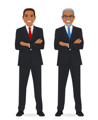 Business man young and mature isolated vector illustration