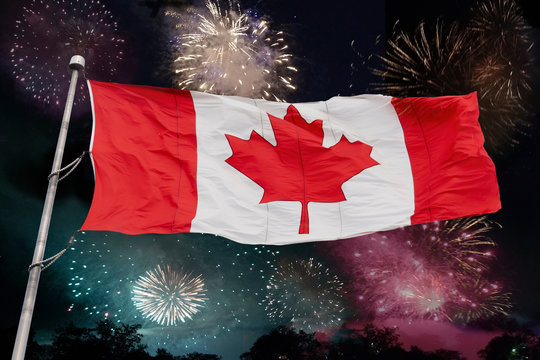 Canada flag outside on pole