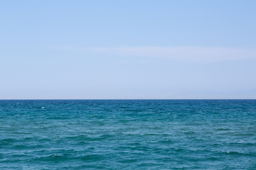 Blue sky with clouds over sea. Nature composition.