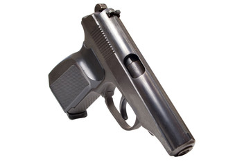 black pneumatic gun side view isolated on white background
