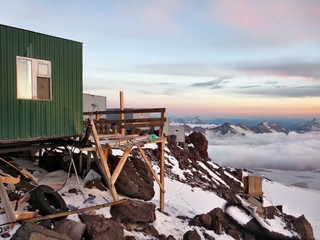 View from Priyut 11 to Elbrus. Assault camp