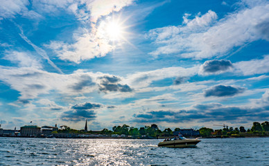 Fototapeta na wymiar view from the boat in Copenhagen Denmark