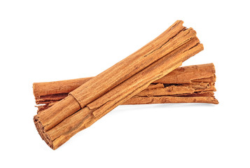 Close up of cinnamon sticks isolated on white background. Ceylon cinnamon.
