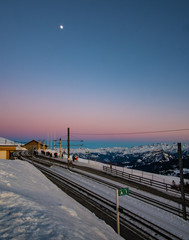 Fototapeta na wymiar Sonnenuntergang von der Rigi an einem wunderschönen Wintertag