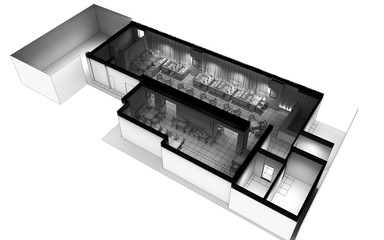 restaurant, interior visualization, 3D illustration