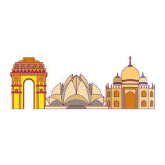 indian building monuments icon cartoon