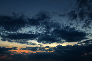 Dark sky with clouds at sunset