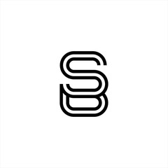 Black white initial letter S and B logo design