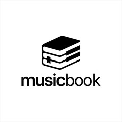 Black Creative Music Book logo design concept