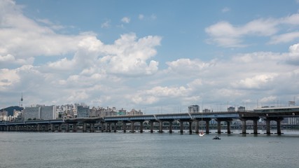 Fototapeta na wymiar Long and beautiful bridge in Korea