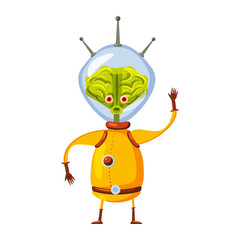 Alien in a space suit, a fantastic funny humanoid character, a monster