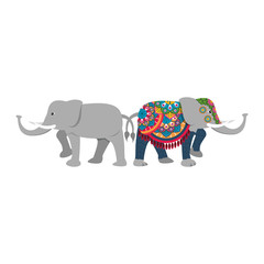 grey elephant icon cartoon isolated
