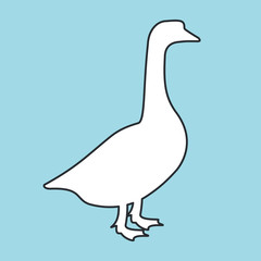 goose, gander, black outline on white background, line icon.  vector illustration.