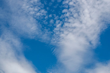 blue sky with clouds and sun