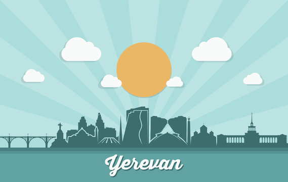 Yerevan skyline - Armenia - vector illustration