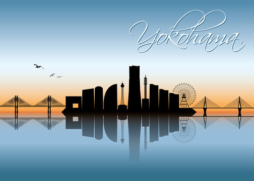 Yokohama skyline - Japan - vector illustration