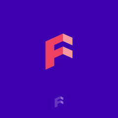 F Letters geometric logo. F cube monogram like Isometric projection. Construction logo. Construction or building logo. 3D imitation illustration.