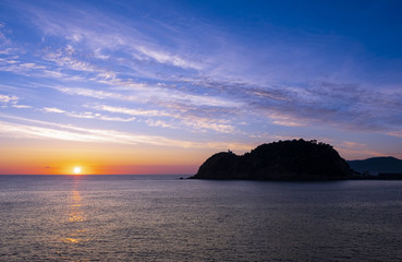 sunrise in Getaria, Euskadi coast, Spain