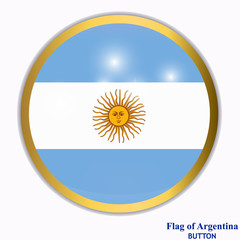 Banner with flag of Argentina. Colorful button with flag for web design. Bright banner with grey background.