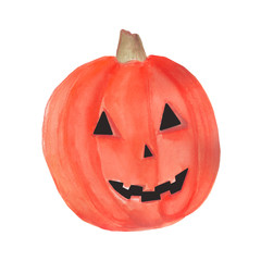 Pumpkin. Watercolor painting on white background. Autumn harvest. Vegetarian raw food