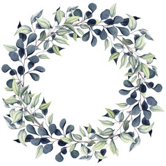Round Wreath with Tree Branches and Leaves