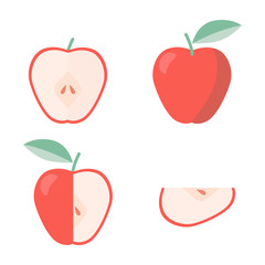 Icons set of apple in flat style, for print