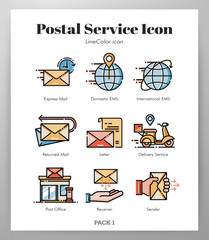 Postal service icons LineColor pack