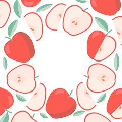 Round frame apples, template for label in flat style