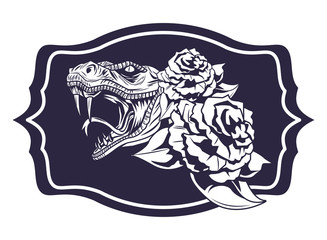 snake and roses drawn tattoo icon
