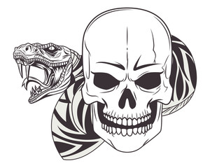 snake and skull drawn tattoo icon
