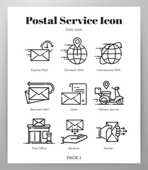 Postal service icons Line pack