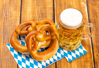 pretzel and beer for german oktoberfest