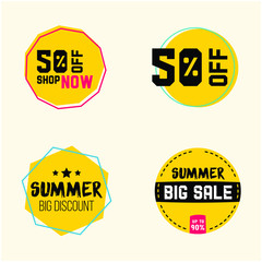 Label vector illustration. Discount offer price label, symbol for advertising campaign in retail, sale promo marketing, 50% off, 30% off, 25% off discount sticker, ad offer on shop.