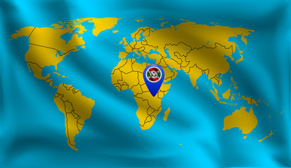 Burundi   location mark on the world map, Burundi   flag, vector illustration.